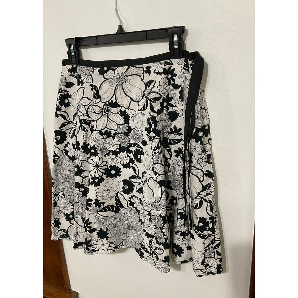VTG 90s Massini Floral Cotton Pleated Skirt Size 8 Medium High Waisted Ribbon - Picture 3 of 5